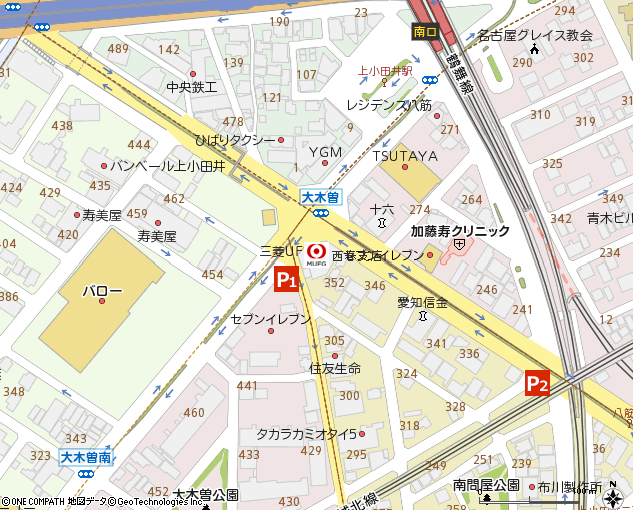 西春支店付近の地図